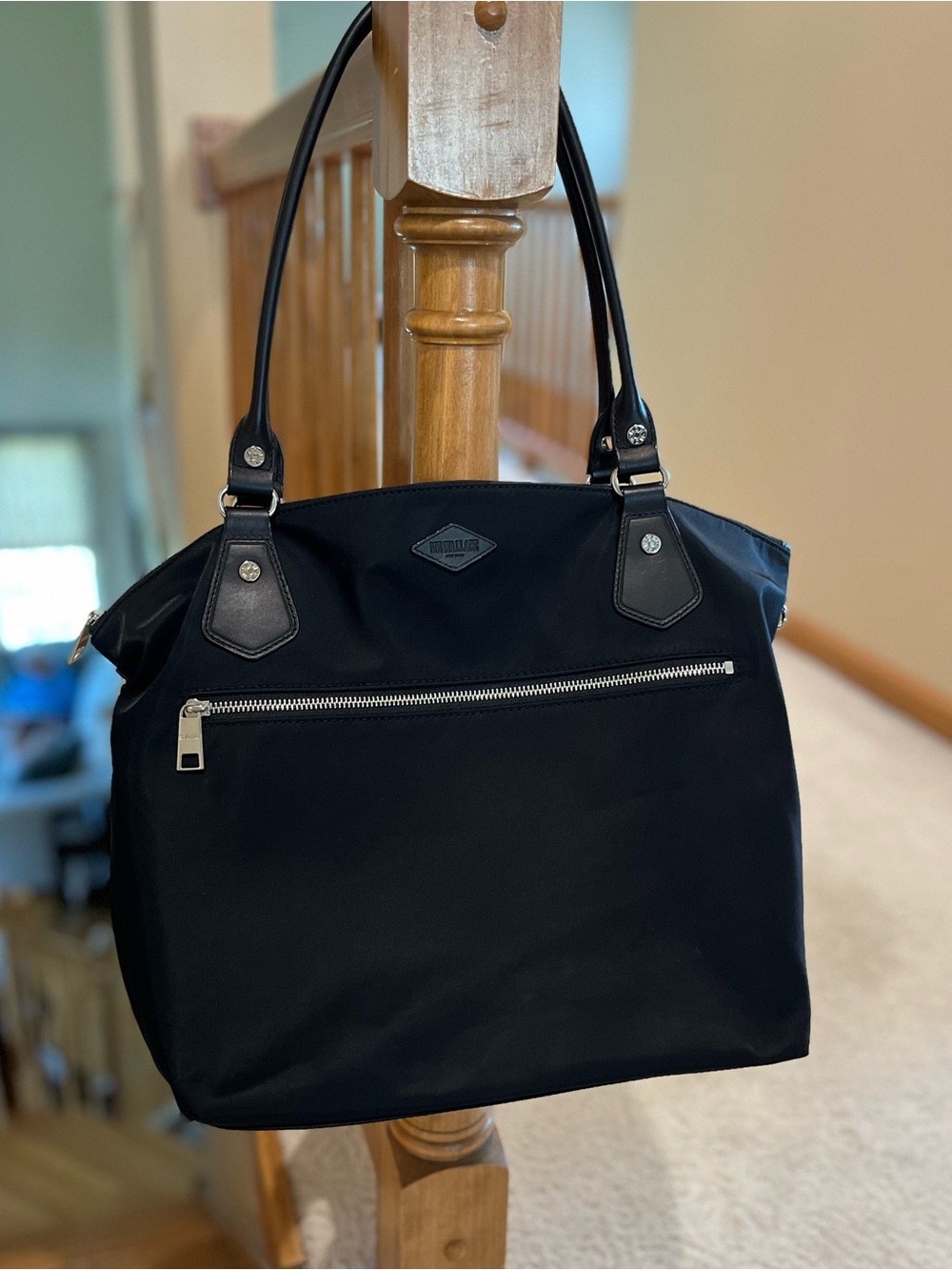 MZ Wallace Chelsea Tote Bag Black Nylon with Leather Trim Excellent Condition